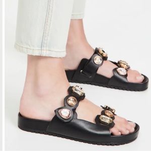 Sophia Webster Black Sandals with Gold Accents